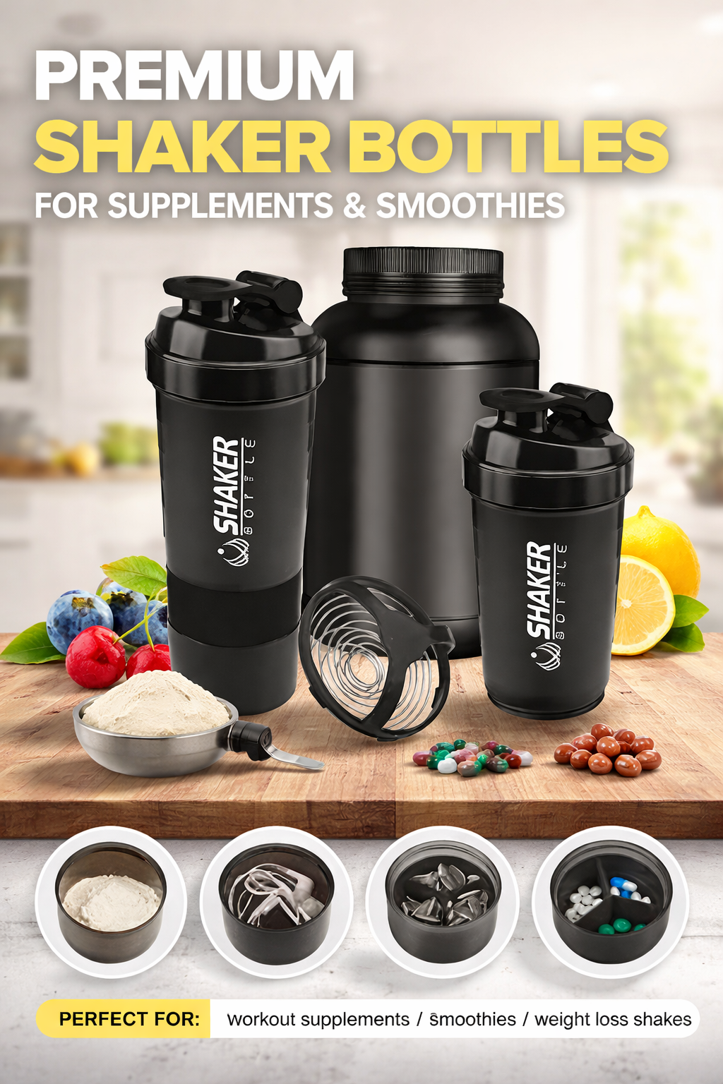 500ML Portable Protein Shaker Cup with Powder Storage 🏋️‍♀️