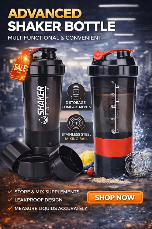 500ML Portable Protein Shaker Cup with Powder Storage 🏋️‍♀️